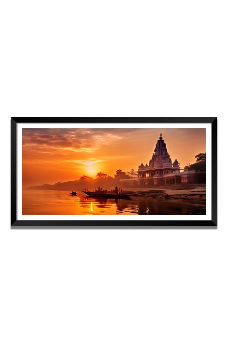 Nature Landscape Floating Frame Scenery Digital Print - (I5850) - 18x36 inch Modern Nature Wall Art for Living Room, Bedroom, Office, Hotels, Drawing Room