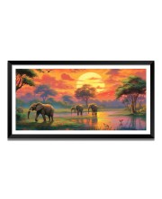 Nature Landscape Floating Frame Scenery Digital Print - (I5611) - 12x24 inch Modern Nature Wall Art for Living Room, Bedroom, Office, Hotels, Drawing Room