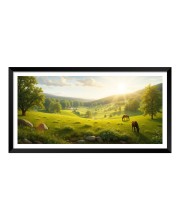 Nature Landscape Floating Frame Scenery Digital Print - (I5886) - 12x24 inch Modern Nature Wall Art for Living Room, Bedroom, Office, Hotels, Drawing Room