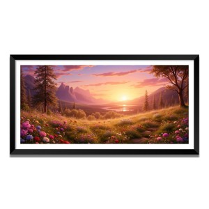 Nature Landscape Floating Frame Scenery Digital Print - (I5866) - 12x24 inch Modern Nature Wall Art for Living Room, Bedroom, Office, Hotels, Drawing Room