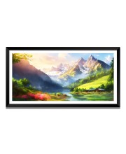 Nature Landscape Floating Frame Scenery Digital Print - (I5573) - 12x24 inch Modern Nature Wall Art for Living Room, Bedroom, Office, Hotels, Drawing Room