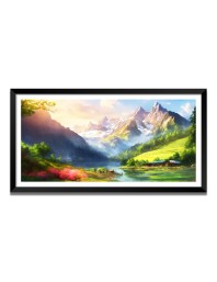 Nature Landscape Floating Frame Scenery Digital Print - (I5573) - 24x48 inch Modern Nature Wall Art for Living Room, Bedroom, Office, Hotels, Drawing Room