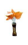 Decorative Handcrafted Glass Flower Vase for Home & Office Décor | Modern Tall Tabletop Vase for Living Room, Bedroom & Gift (Brownish)