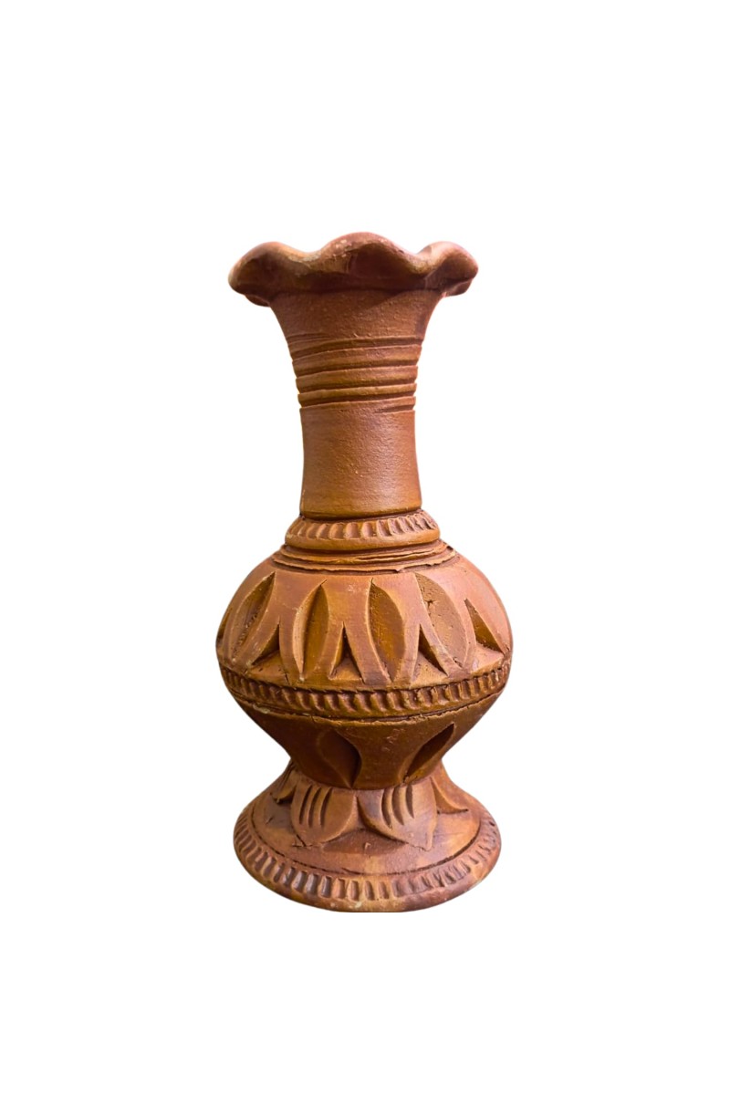 Handcrafted Terracotta Flower Vase – Traditional Earthen Decorative Pot for Home & Office Décor (7 x 3 Inches)