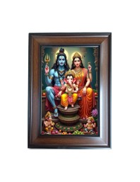 Hi Tech Sales Lord Shiv Mata Parvati with Ganesh ji Polystyrene Photo Frame for Wall Decor Home, Office, and Temple - Printed Photo, Pack of 1