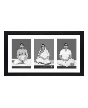 Sri Sri Anukul Thakur, Boroma, and Barada - Three Black and White Photos in One Frame | Spiritual Devotional Wall Art | Photos for puja room, wall and table top