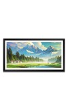 Nature Landscape Floating Frame Scenery Digital Print - (I5593) - 12x24 inch Modern Nature Wall Art for Living Room, Bedroom, Office, Hotels, Drawing Room