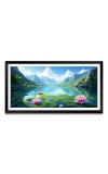 Nature Landscape Floating Frame Scenery Digital Print - (I5743) - 24x48 inch Modern Nature Wall Art for Living Room, Bedroom, Office, Hotels, Drawing Room