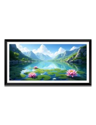 Nature Landscape Floating Frame Scenery Digital Print - (I5743) - 12x24 inch Modern Nature Wall Art for Living Room, Bedroom, Office, Hotels, Drawing Room