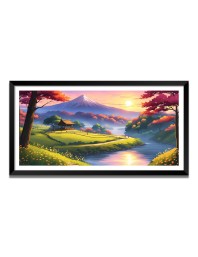 Nature Landscape Floating Frame Scenery Digital Print - (I5621) - 18x36 inch Modern Nature Wall Art for Living Room, Bedroom, Office, Hotels, Drawing Room