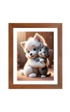 AI Funny Cute Dog & Cat Art Picture for Kids - 18x22 inches, Brown Color - Perfect Wall Decor for Children's Room