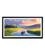 Nature Landscape Floating Frame Scenery Digital Print - (I5571) - 12x24 inch Modern Nature Wall Art for Living Room, Bedroom, Office, Hotels, Drawing Room