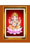Lord Ganesh Golden Photo Frame - 12x16 Inches | Elegant Wooden Frame For Home, Office & Temple Decoration | Spiritual Wall & Table Decor And Gift Item (F9925)