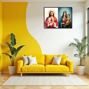 Jesus Christ-Mother Mary Laminated Photo - 7x9 Inches, Divine Blessings For Home & Office And Temple Decoration (F16411)