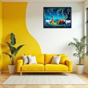 Lord Krishna Laminated Photo - 7x9 Inches, Divine Blessings For Home & Office And Temple Decoration (F16103)