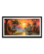Nature Landscape Floating Frame Scenery Digital Print - (I5602) - 12x24 inch Modern Nature Wall Art for Living Room, Bedroom, Office, Hotels, Drawing Room