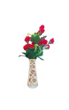Ceramic Flower Vase for Home Decor | Handcrafted White Vase with Brown Floral Design | Decorative Tabletop & Floor Vase for Living Room, Office & Gifting