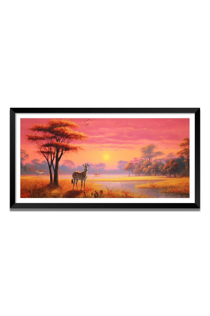 Nature Landscape Floating Frame Scenery Digital Print - (I5779) - 24x48 inch Modern Nature Wall Art for Living Room, Bedroom, Office, Hotels, Drawing Room