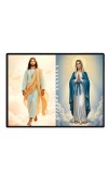 Jesus Immaculate Heart Of Mary Laminated Photo - 5x7 Inches, Divine Blessings For Home & Office And Temple Decoration (F16243)