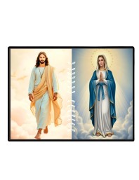 Jesus Immaculate Heart Of Mary Laminated Photo - 9x11 Inches, Divine Blessings For Home & Office And Temple Decoration (F16243)