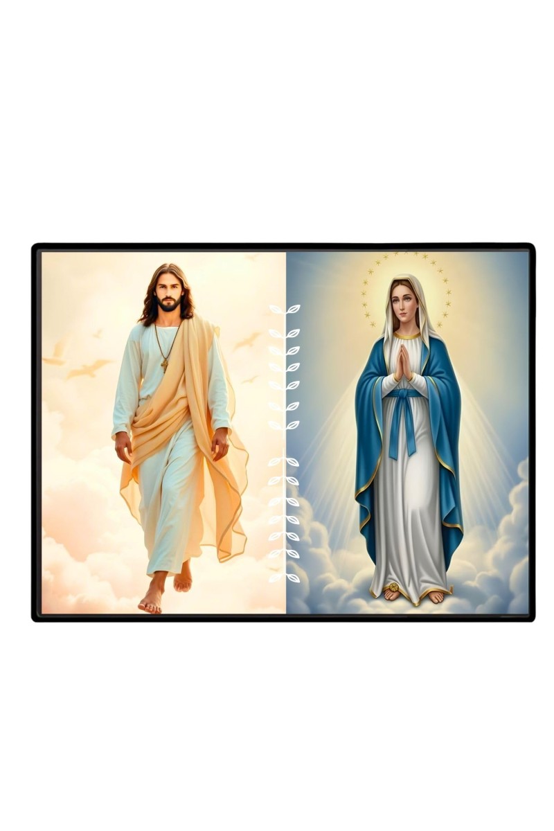 Jesus Immaculate Heart Of Mary Laminated Photo - 5x7 Inches, Divine Blessings For Home & Office And Temple Decoration (F16243)