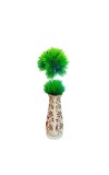 Ceramic Flower Vase for Home Decor | Handcrafted White Vase with Brown Floral Design | Decorative Tabletop & Floor Vase for Living Room, Office & Gifting