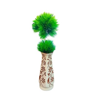 Ceramic Flower Vase for Home Decor | Handcrafted White Vase with Brown Floral Design | Decorative Tabletop & Floor Vase for Living Room, Office & Gifting