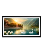 Nature Landscape Floating Frame Scenery Digital Print - (I5719) - 12x24 inch Modern Nature Wall Art for Living Room, Bedroom, Office, Hotels, Drawing Room