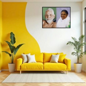 Sri Ramana Maharshi & Mother (Ammal) Laminated Photo - 7x9 Inches, Divine Blessings For Home & Office And Temple Decoration (F16315)