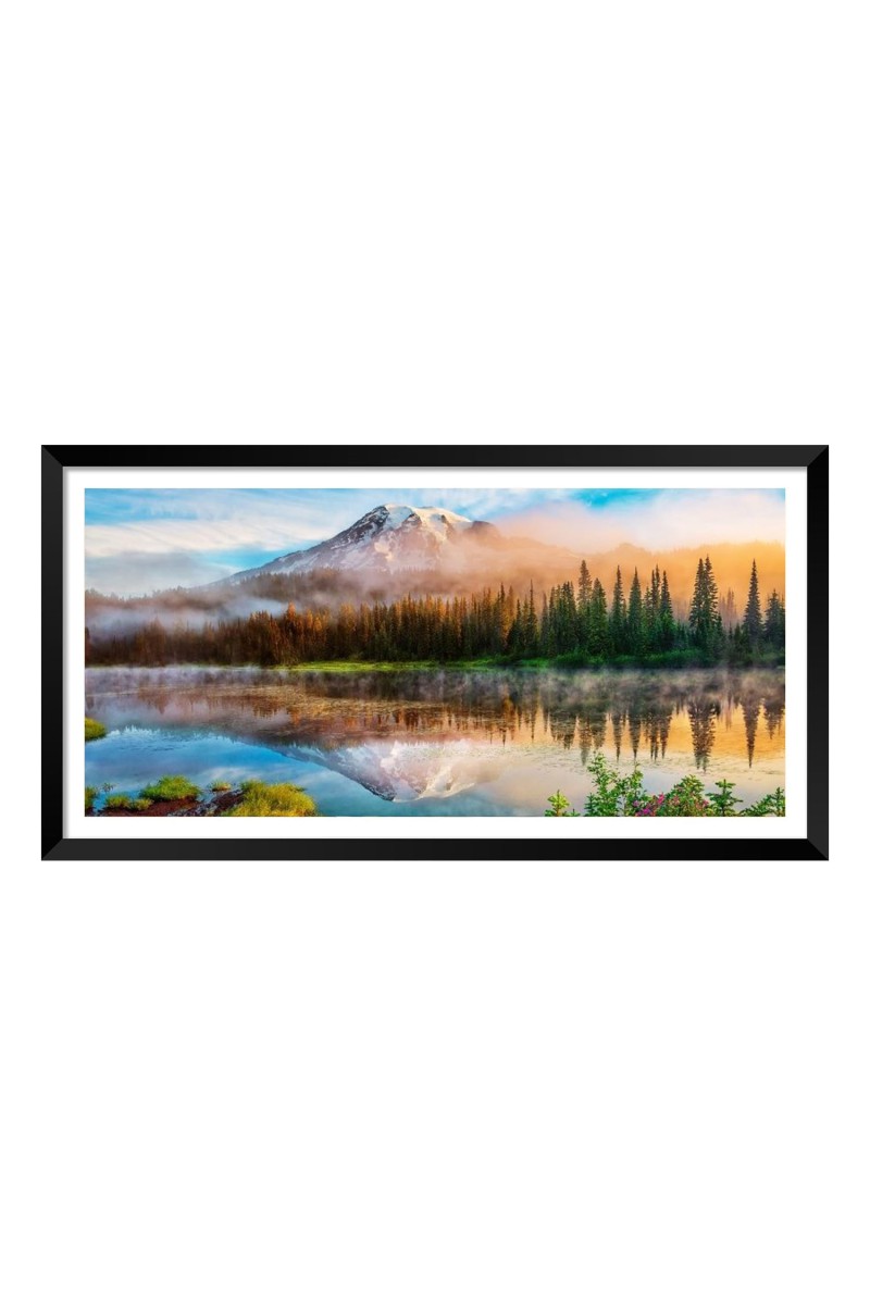 Nature Landscape Floating Frame Scenery Digital Print - (I5903) - 18x36 inch Modern Nature Wall Art for Living Room, Bedroom, Office, Hotels, Drawing Room