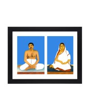 Sri Sri Anukul Thakur and Boroma two colored Photos in One Frame | Spiritual Devotional Wall Art | Photos for puja room (Wall and Table top, Printed Photo, 8.3 x 11.7 inches Frame, Black)