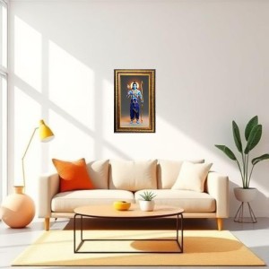 Lord Rama Digital Golden Balck Color Photo Frame | Hindu Religious Wall Decor | 16x22 Inches - Inspirational Wall Art For Office, Home Decor - Ideal Spiritual Gift (F16852)
