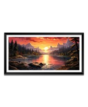 Nature Landscape Floating Frame Scenery Digital Print - (I5788) - 12x24 inch Modern Nature Wall Art for Living Room, Bedroom, Office, Hotels, Drawing Room
