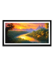 Nature Landscape Floating Frame Scenery Digital Print - (I5612) - 12x24 inch Modern Nature Wall Art for Living Room, Bedroom, Office, Hotels, Drawing Room