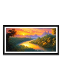 Nature Landscape Floating Frame Scenery Digital Print - (I5612) - 18x36 inch Modern Nature Wall Art for Living Room, Bedroom, Office, Hotels, Drawing Room