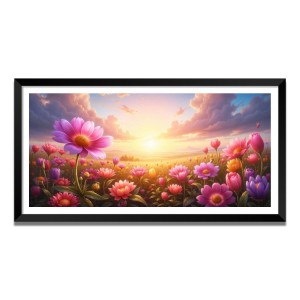 Nature Landscape Floating Frame Scenery Digital Print - (I5750) - 18x36 inch Modern Nature Wall Art for Living Room, Bedroom, Office, Hotels, Drawing Room