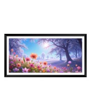 Nature Landscape Floating Frame Scenery Digital Print - (I5888) - 24x48 inch Modern Nature Wall Art for Living Room, Bedroom, Office, Hotels, Drawing Room