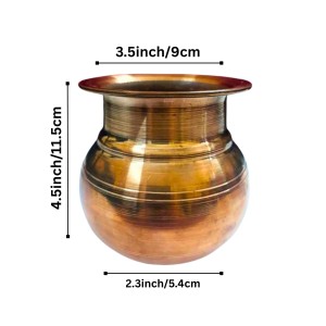 Pure Copper Lota Kalash for Pooja and Daily Use | Handmade Tamba Lota Pot for Temple, Water Storage & Home Décor | Traditional Copper Kalash Vessel for Hindu Rituals
