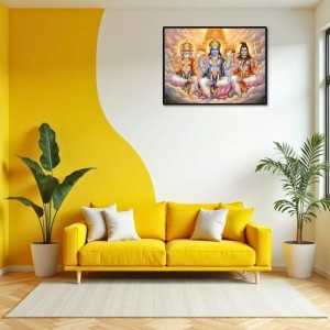 Lord Brahma VISHNU Mahesh Laminated Photo - 7x9 Inches, Divine Blessings For Home & Office And Temple Decoration (F16052)