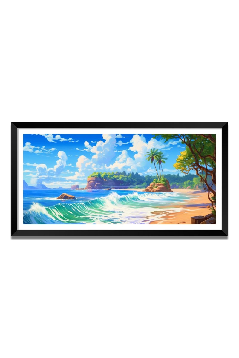 Nature Landscape Floating Frame Scenery Digital Print - (I5618) - 24x36 inch Modern Nature Wall Art for Living Room, Bedroom, Office, Hotels, Drawing Room