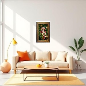 Lord Krishna Digital Golden Balck Color Photo Frame | Hindu Religious Wall Decor | 10x16 Inches - Inspirational Wall Art For Office, Home Decor - Ideal Spiritual Gift (F16478)