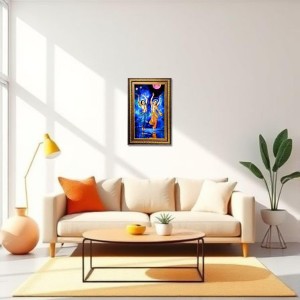 Gaura Nitai Digital Golden Balck Color Photo Frame | Hindu Religious Wall Decor | 10x16 Inches - Inspirational Wall Art For Office, Home Decor - Ideal Spiritual Gift (F16700)