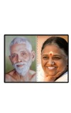 Sri Ramana Maharshi & Mother (Ammal) Laminated Photo - 9x11 Inches, Divine Blessings For Home & Office And Temple Decoration (F16314)