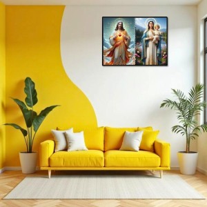 Jesus Christ - Mother Mary Laminated Photo - 7x9 Inches, Divine Blessings For Home & Office And Temple Decoration (F16412)