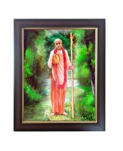 Hitech Sales Swami Prabhupada Standing Photo Frame for Pooja Room, Temple Decor, Home Decoration and Gift (Wall and Tabletop, Rectangular, Polystyrene Frame, Printed Photo, 24 x 29 cm, Black)