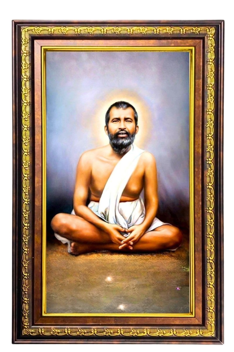 Ramakrishna Paramahamsa Digital Golden Balck Color Photo Frame | Hindu Religious Wall Decor | 12x18 Inches - Inspirational Wall Art For Office, Home Decor - Ideal Spiritual Gift (F16956)