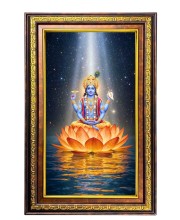 Lord Vishnu Digital Golden Balck Color Photo Frame | Hindu Religious Wall Decor | 18x24 Inches - Inspirational Wall Art For Office, Home Decor - Ideal Spiritual Gift (F16868)