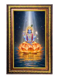 Lord Vishnu Digital Golden Balck Color Photo Frame | Hindu Religious Wall Decor | 12x18 Inches - Inspirational Wall Art For Office, Home Decor - Ideal Spiritual Gift (F16868)