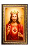 Lord Jesus Digital Golden Balck Color Photo Frame | Hindu Religious Wall Decor | 10x16 Inches - Inspirational Wall Art For Office, Home Decor - Ideal Spiritual Gift (F16743)