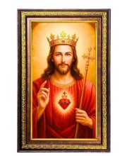 Lord Jesus Digital Golden Balck Color Photo Frame | Hindu Religious Wall Decor | 10x16 Inches - Inspirational Wall Art For Office, Home Decor - Ideal Spiritual Gift (F16743)